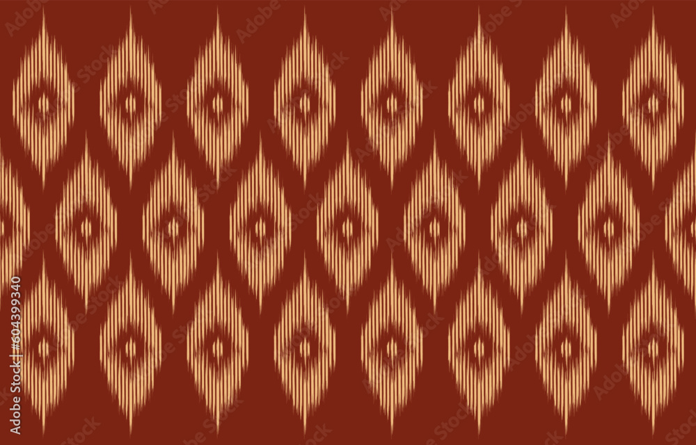 Fototapeta premium Ethnic abstract ikat art. Seamless pattern in tribal, folk embroidery, and Mexican style. Aztec geometric art ornament print. Design for carpet, wallpaper, clothing, wrapping, fabric, cover, textile.