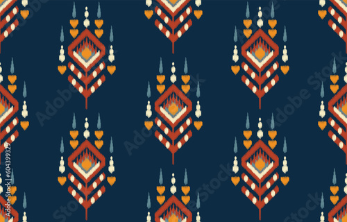 Ethnic abstract ikat art. Seamless pattern in tribal, folk embroidery, and Mexican style. Aztec geometric art ornament print. Design for carpet, wallpaper, clothing, wrapping, fabric, cover, textile.