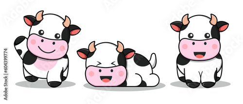 Cute cow cartoon animal illustration
