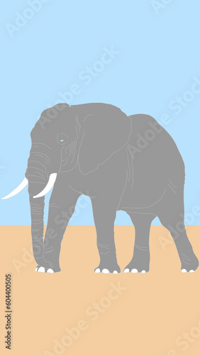 Vector Line Drawing Elephant. File format: AI and PNG