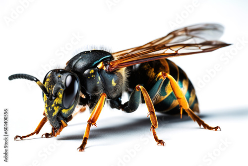 Image of a wasp on a white background. Insect. Animals. Illustration. Generative AI. photo