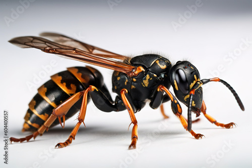 Image of a wasp on a white background. Insect. Animals. Illustration. Generative AI.