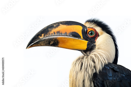 Image of beautiful hornbill on white background. Wild Animals. Bird. illustration. Generative AI.