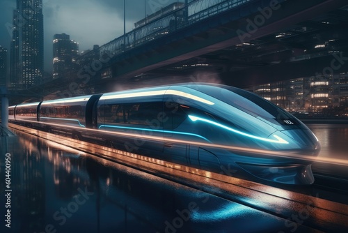 Futuristic High-Speed Rail in Action: Connecting Cities with Speed and Efficiency photo