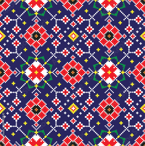 Embroidered cross-national big set of traditional patterns. Vector illustration of ethnic seamless ornamental geometric pattern.