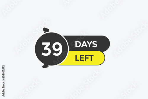 39 days left countdown template, 39 day countdown left banner label button eps 39 