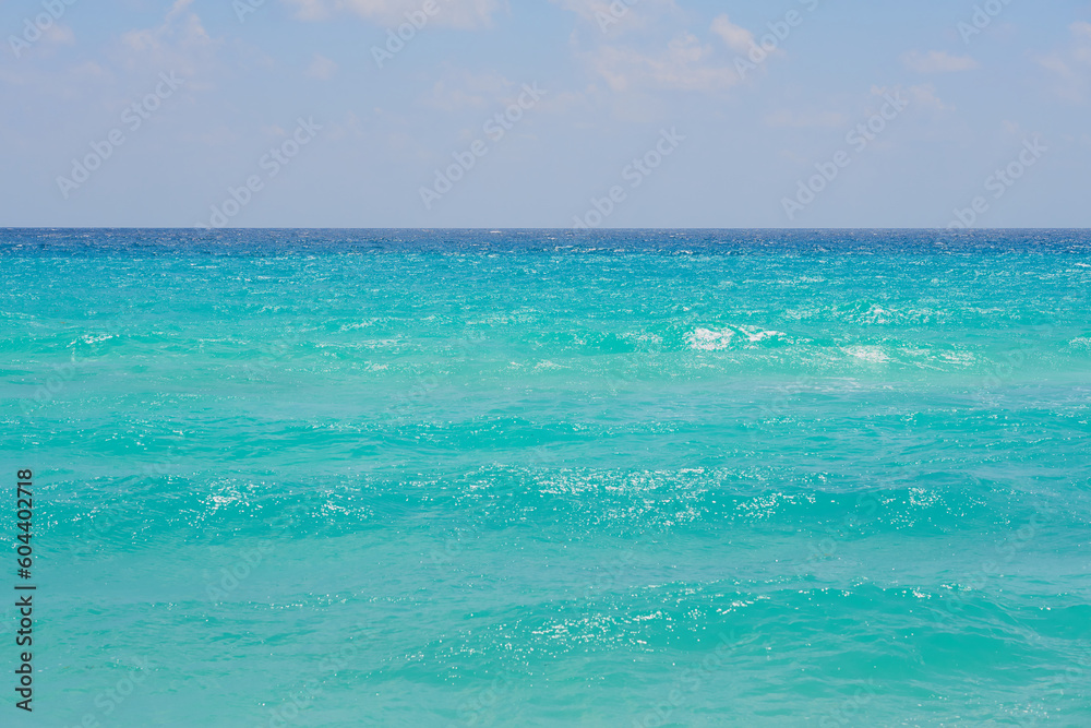 Obraz premium Horizon over the caribbean sea with clear water as a backdrop.