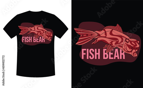 unique fish bear t-shirt design. a mix between fish and bear. vector, illustration, t-shirt.