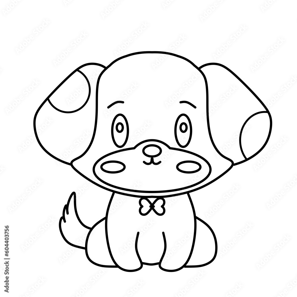 Fototapeta premium Cute Cartoon Dog Outline Illustration