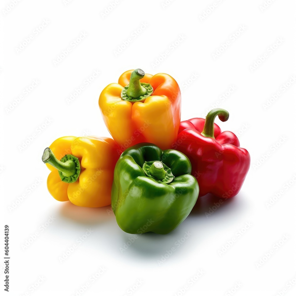 Peppers isolated on white background (generative AI) Peppers isolated on white background (generative AI)