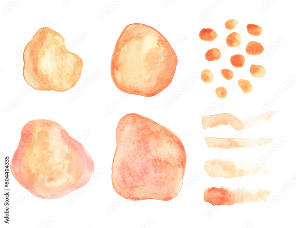 Spots and brush strokes. Abstract watercolor blots set. Hand drawn texture for backgrounds, cards, banners. Pink hand drawn icons. Spots and brush strokes. Abstract watercolor blots set. Hand drawn texture for backgrounds, cards, banners. Pink hand drawn icons.