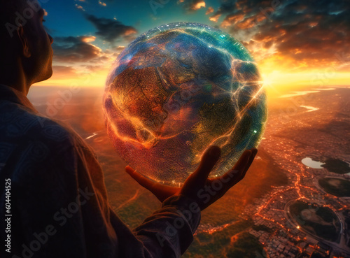 man holding the earth in his hand