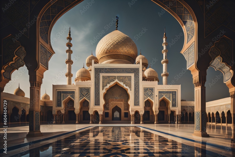 Naklejka premium Mosque Image Beautiful Background Ai Generates