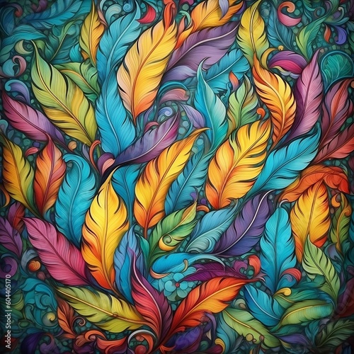  Pattern of colorful feathers