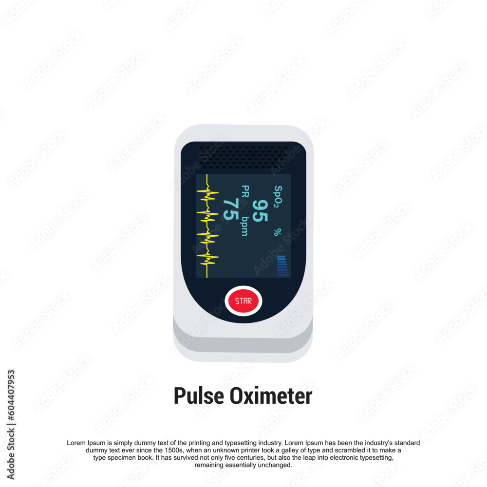 Pulse oximeter icon. measurement of pulse and oxygen in the blood. diagnosis of pneumonia Stock