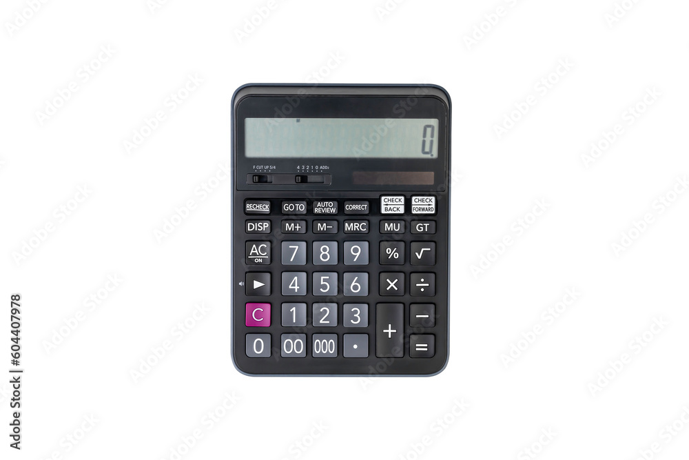 Top View of Calculator isolated on white background with clipping path. Top View of Calculator isolated on white background with clipping path.