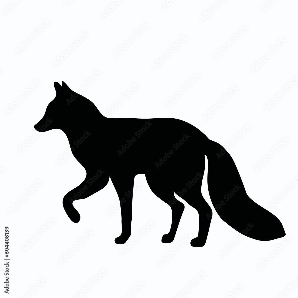 Fox silhouette isolated on white background.Vector.