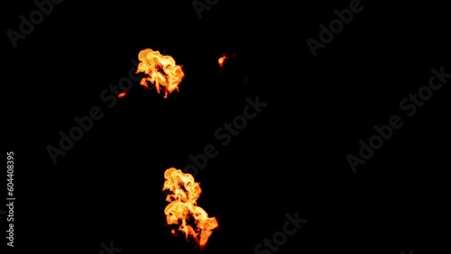 Close-up of the blazing fire scene in real and realistic colors Isolated by Alpha channel (transparent background)