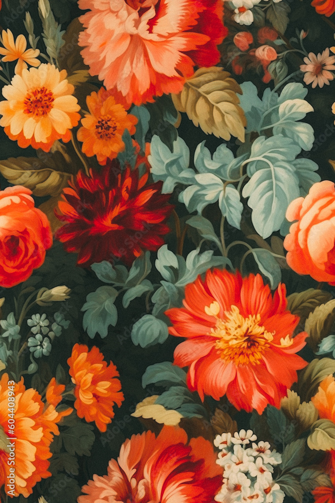 pattern with flowers - created with Generative AI technology