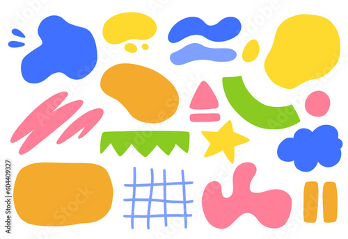 A set of colorful abstract shapes. Collection of figures. Flat vector background illustration.