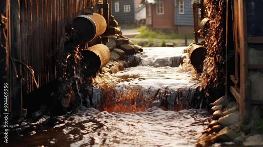 Water pollution in river because industrial not treat water before drain. Generative AI Water pollution in river because industrial not treat water before drain. Generative AI