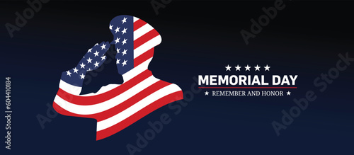 Memorial Day - Remember and honor with USA flag, Vector illustration. Memorial Day concept banner with salute vector illustration.