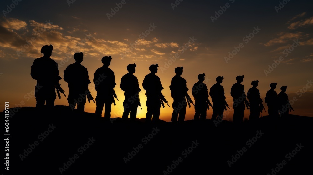 silhouette of army soldiers people