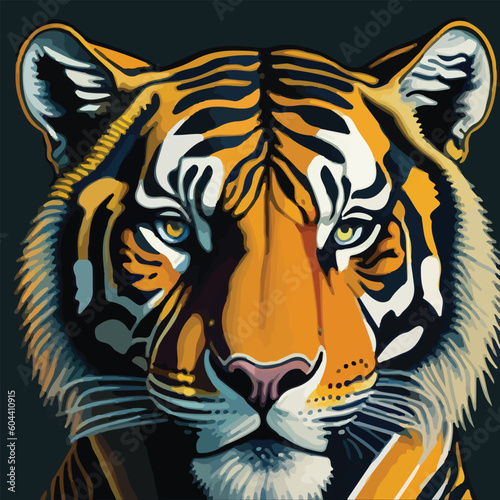 Fototapeta Naklejka Na Ścianę i Meble -  Explore the fusion of pop art and wildlife by depicting a tiger head with pop culture references, such as comic book elements or graffiti-inspired details
