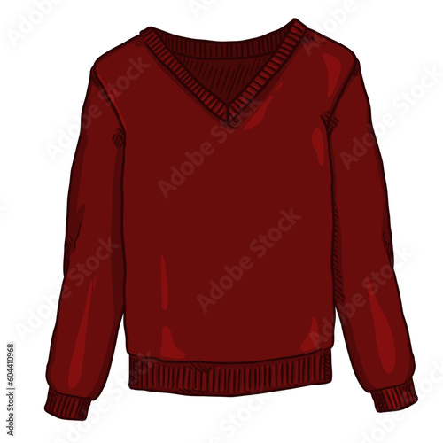 Vector Cartoon Red Pullover on White Background