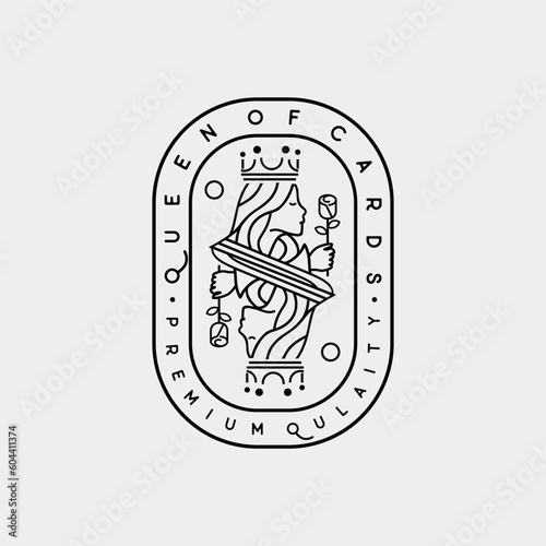 queen card logo drawing line art