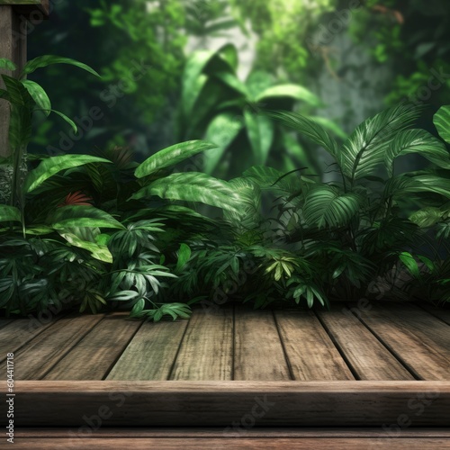 product display background with green foliage