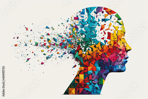Ai generated illustration of colorful brain splash Brainstorm and inspire concept