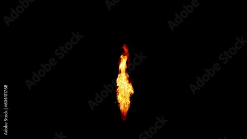 Close-up of the blazing fire scene in real and realistic colors Isolated by Alpha channel (transparent background)