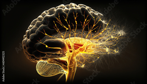 Ai generated illustration of Illuminated medical Brain concept business neuroscience photo