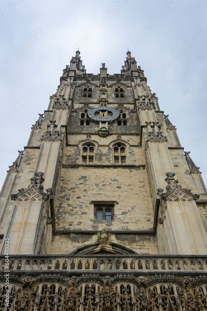 Clock tower of Canterbury cathedral in the city of Canterbury, Kent, UK