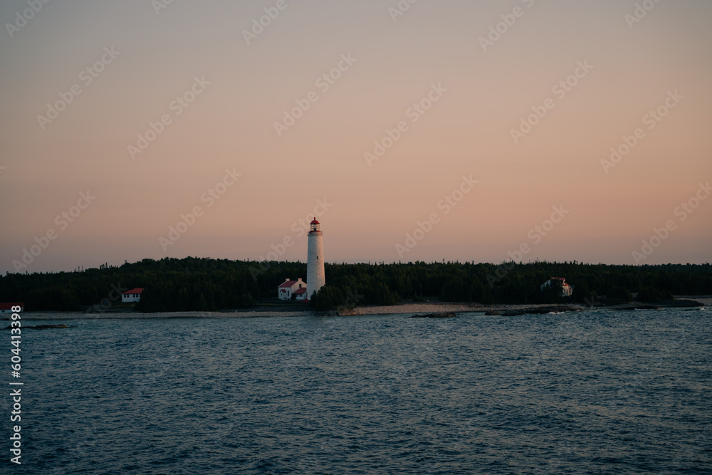 Cove Island lighthouse on Georgian Bay, Lake Huron, canada