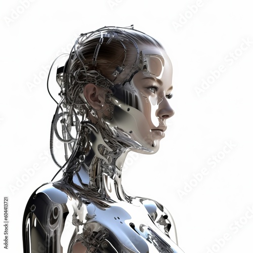 Portrait of a female cyborg girl robot © serenity world