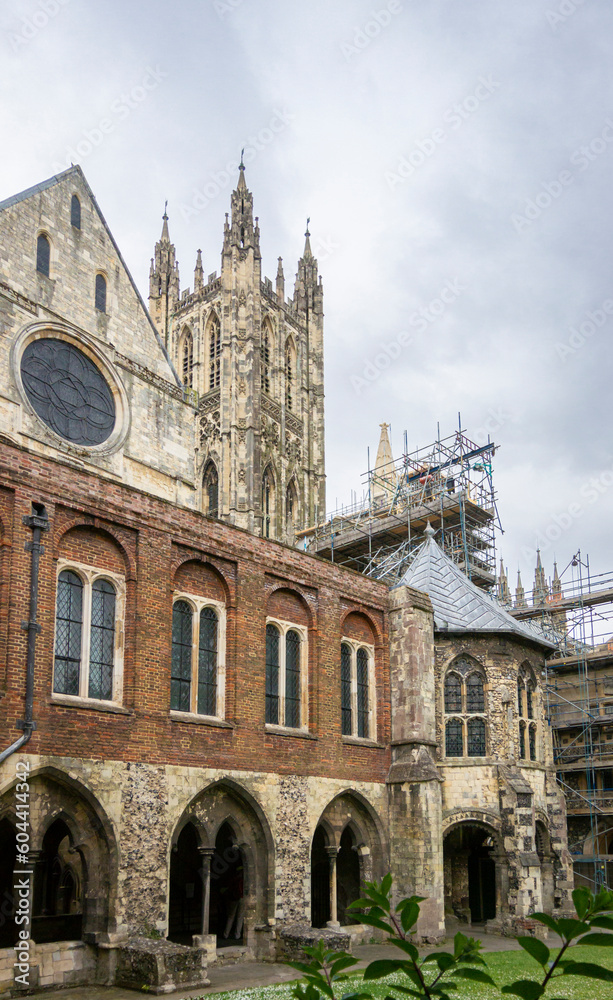 Architecture in the grounds of Canterbury cathedral in the city of Canterbury, Kent, UK `