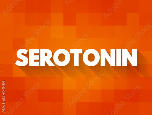 Serotonin is a chemical that carries messages between nerve cells in the brain and throughout your body, text concept background