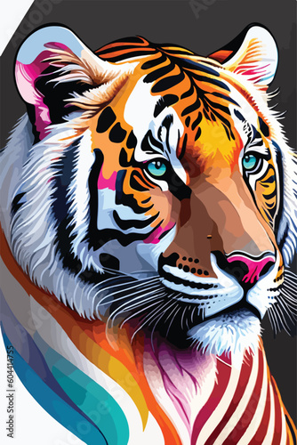 a rainbow tiger colorful collage creative gradient vector illustration