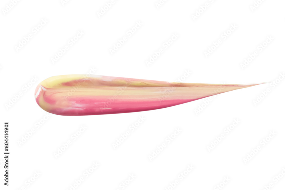 Pastel pink yellow smear on white background