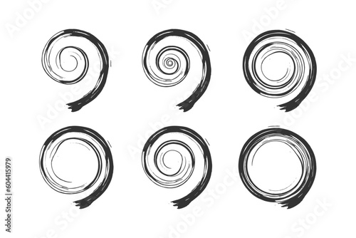 Set of Spiral Design Elements. Abstract Swirl Icons.