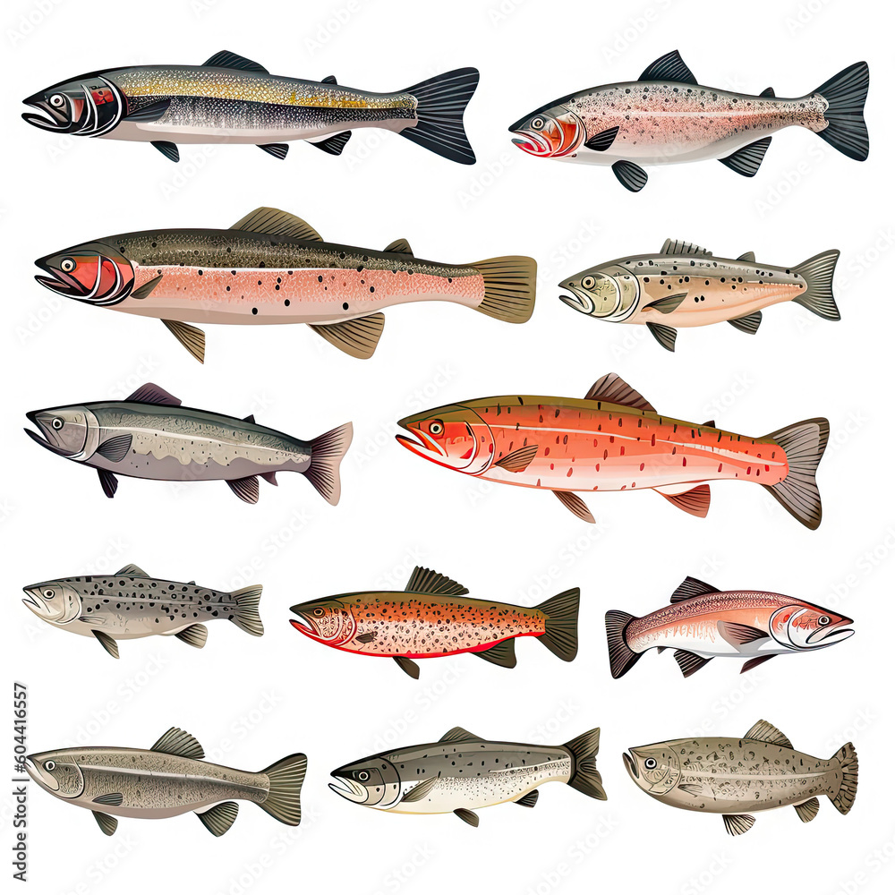 Watercolor fish created with Generative AI technology Watercolor fish created with Generative AI technology