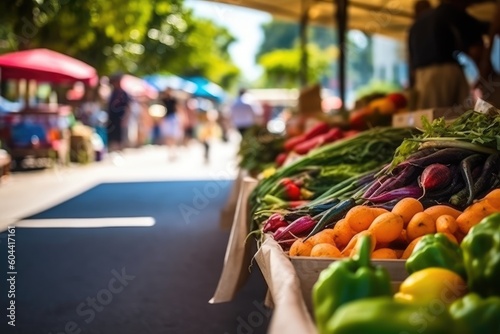 Local grocery market on street. AI Generated