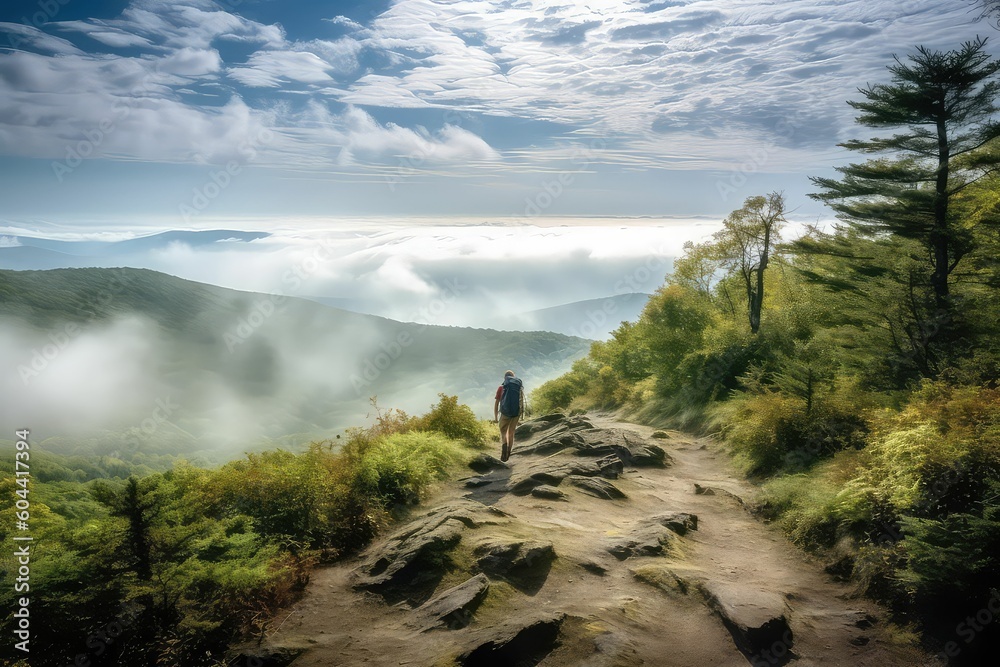 Obraz premium A Hiker on the Appalachian Trail Generative AI