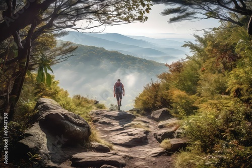 Canvas Print A Hiker on the Appalachian Trail Generative AI