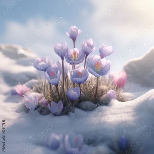 snow covered flowers