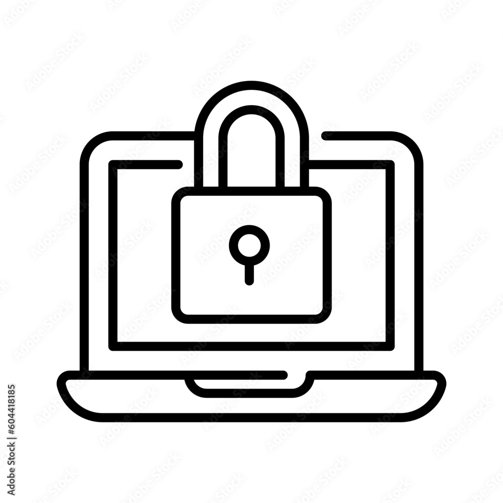 Padlock with laptop denoting vector of laptop security in modern style Padlock with laptop denoting vector of laptop security in modern style