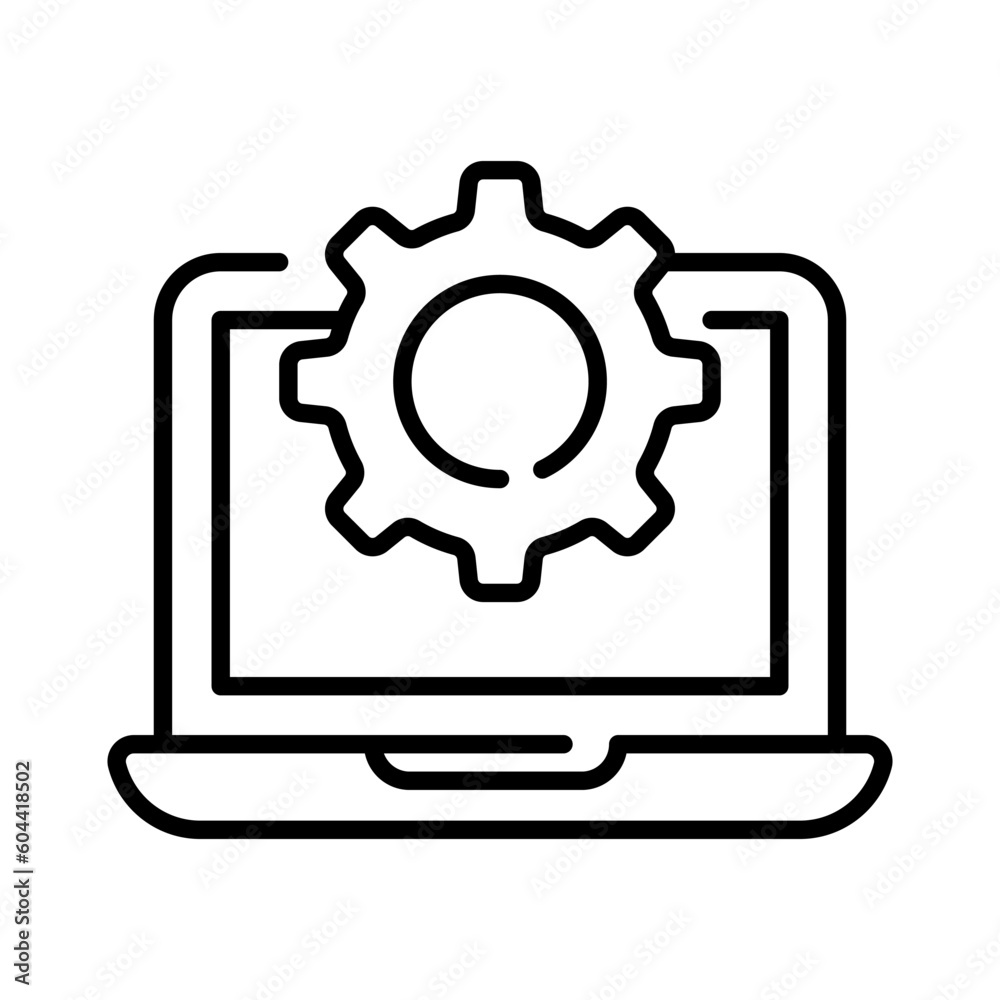 laptop setting vector design in trendy style, system configuration icon laptop setting vector design in trendy style, system configuration icon