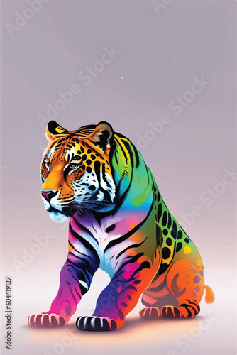 a tiger colorful rainbow texture concept wallpaper